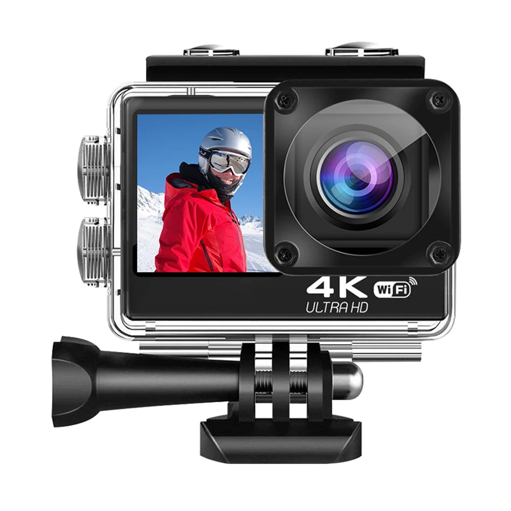 4K WiFi Action Camera with Dual Screen & Waterproof Case