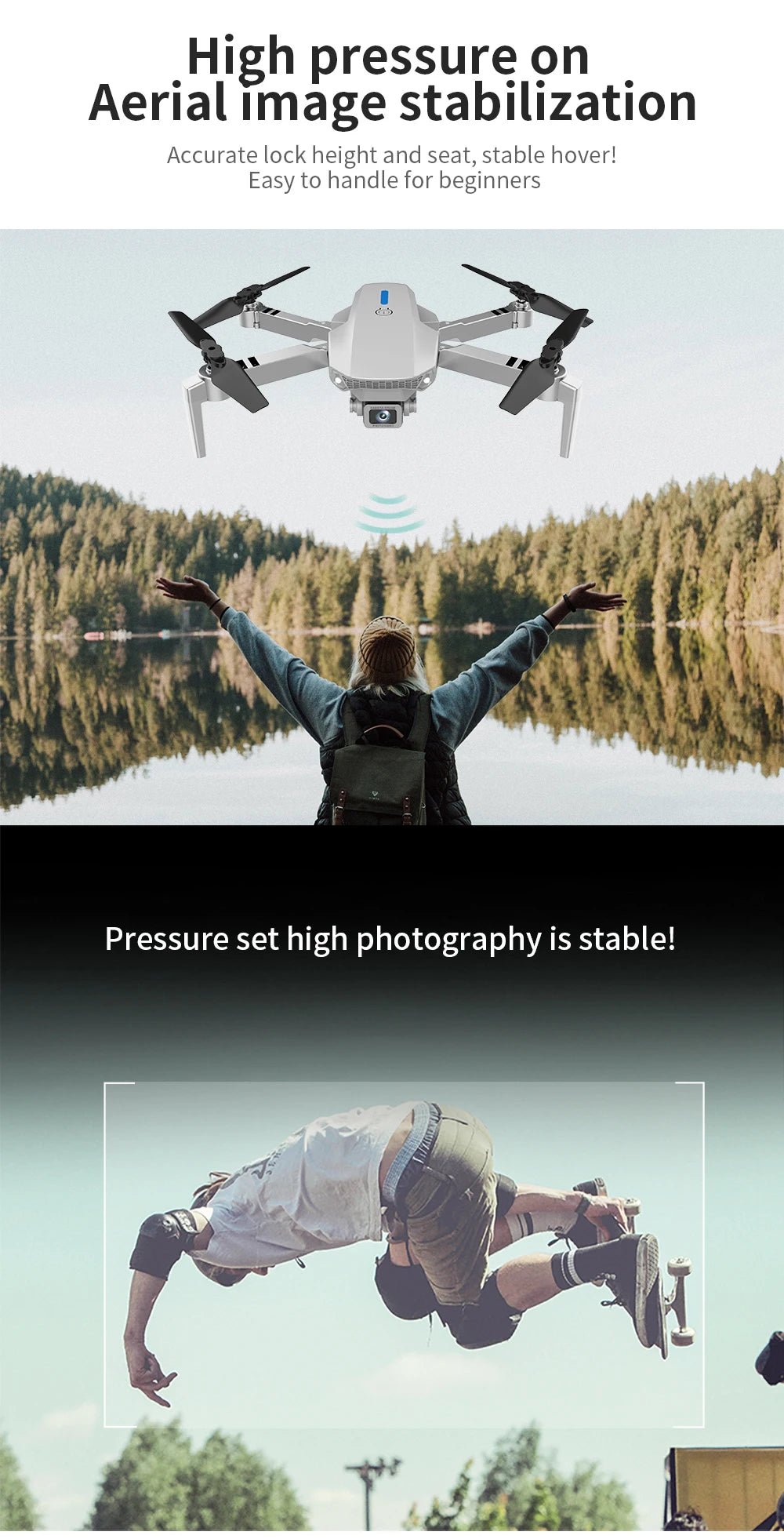 KBDFA E88 4K Foldable RC Drone
