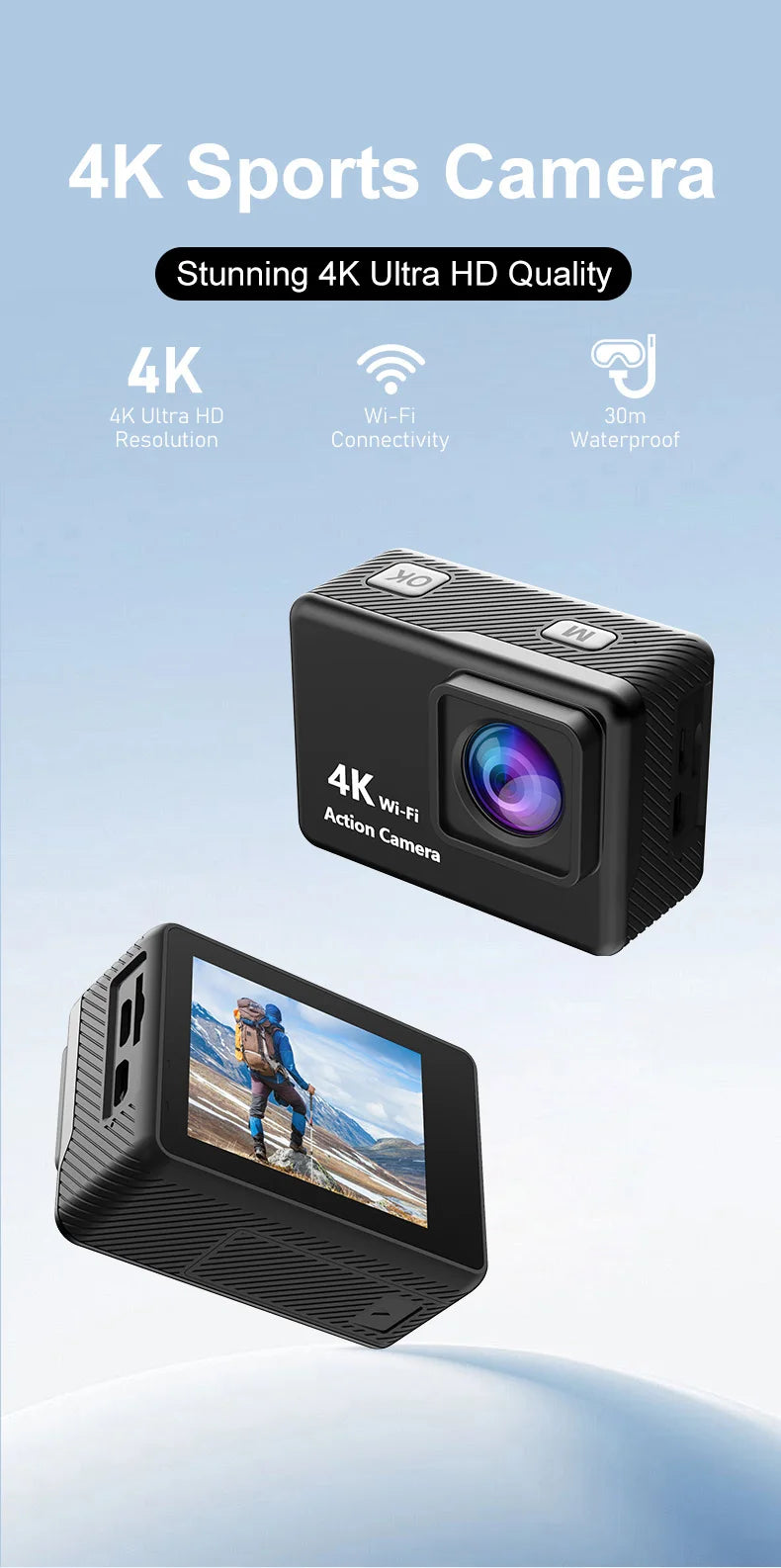 4K Ultra HD Action Camera with WiFi & Waterproof Case