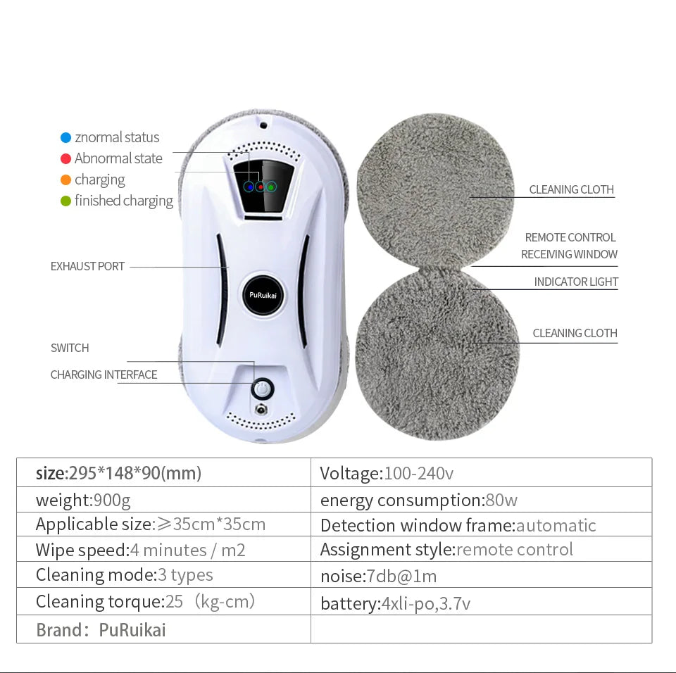 Ultra-Thin Window Cleaning Robot with Remote Control