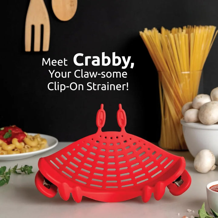 Red Crab Clip-On Pasta Strainer