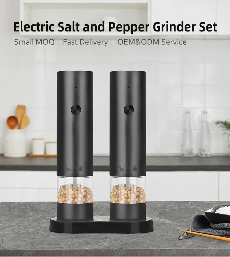 USB Rechargeable Electric Salt & Pepper Grinder – Adjustable Coarseness