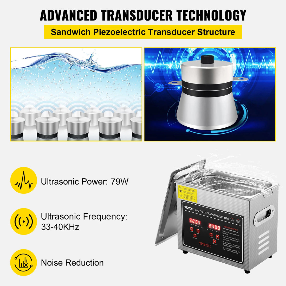 VEVOR Ultrasonic Cleaner – 2L to 30L Stainless Steel