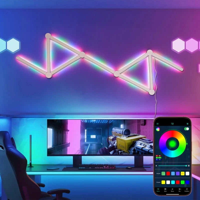 9pcs RGBW Smart Modular Music Sync Wall Lights