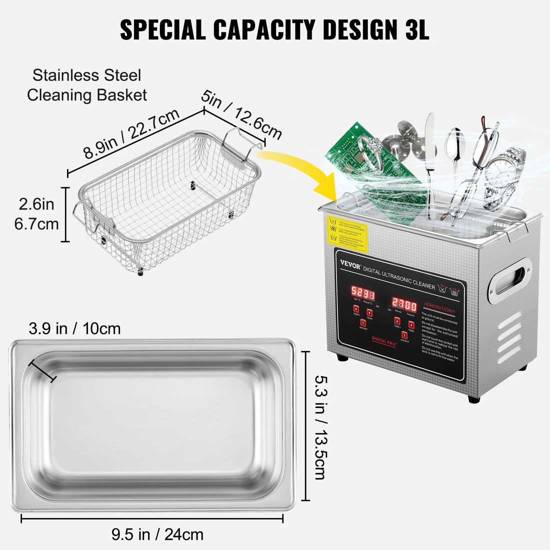 VEVOR Ultrasonic Cleaner – 2L to 30L Stainless Steel