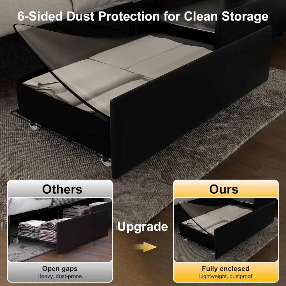 LED Bed Frame with Storage & RGBW Light Control