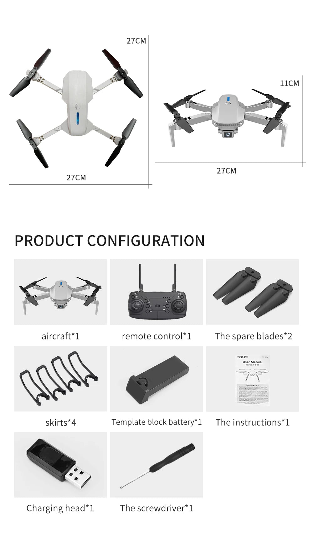KBDFA E88 4K Foldable RC Drone