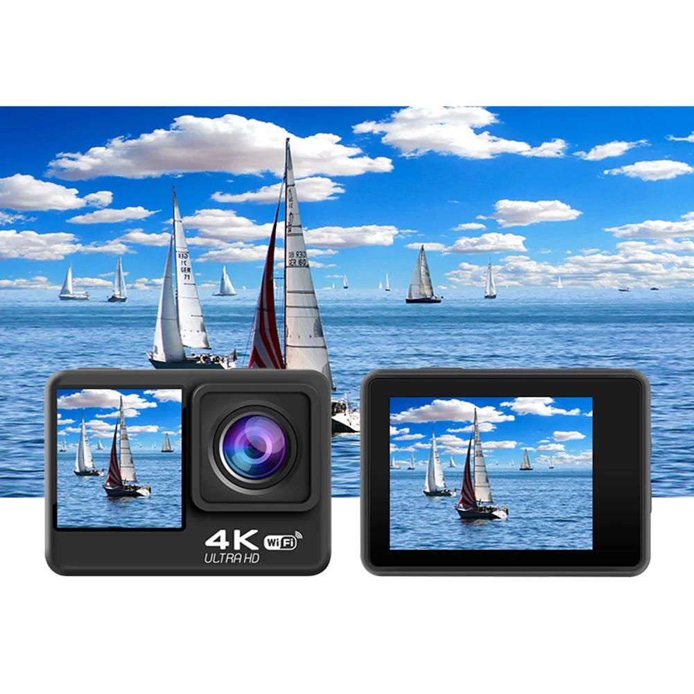 4K WiFi Action Camera with Dual Screen & Waterproof Case