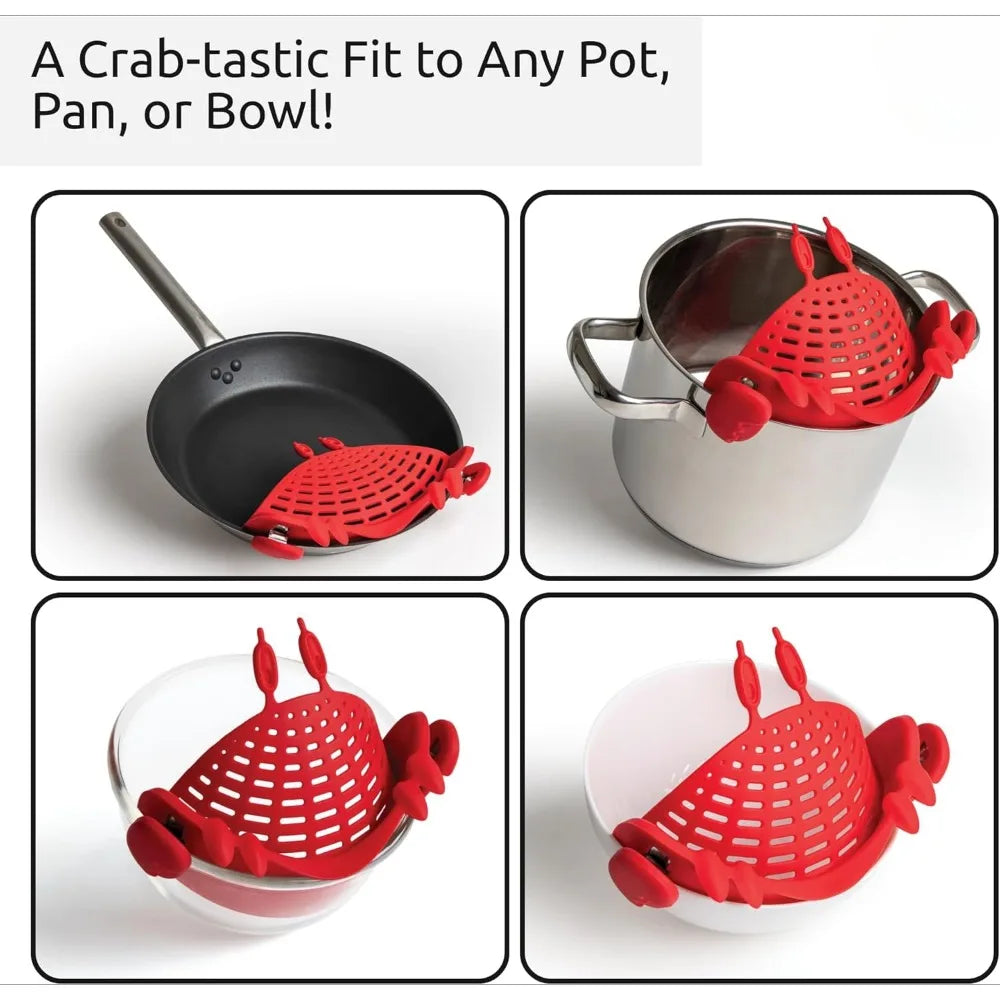 Red Crab Clip-On Pasta Strainer