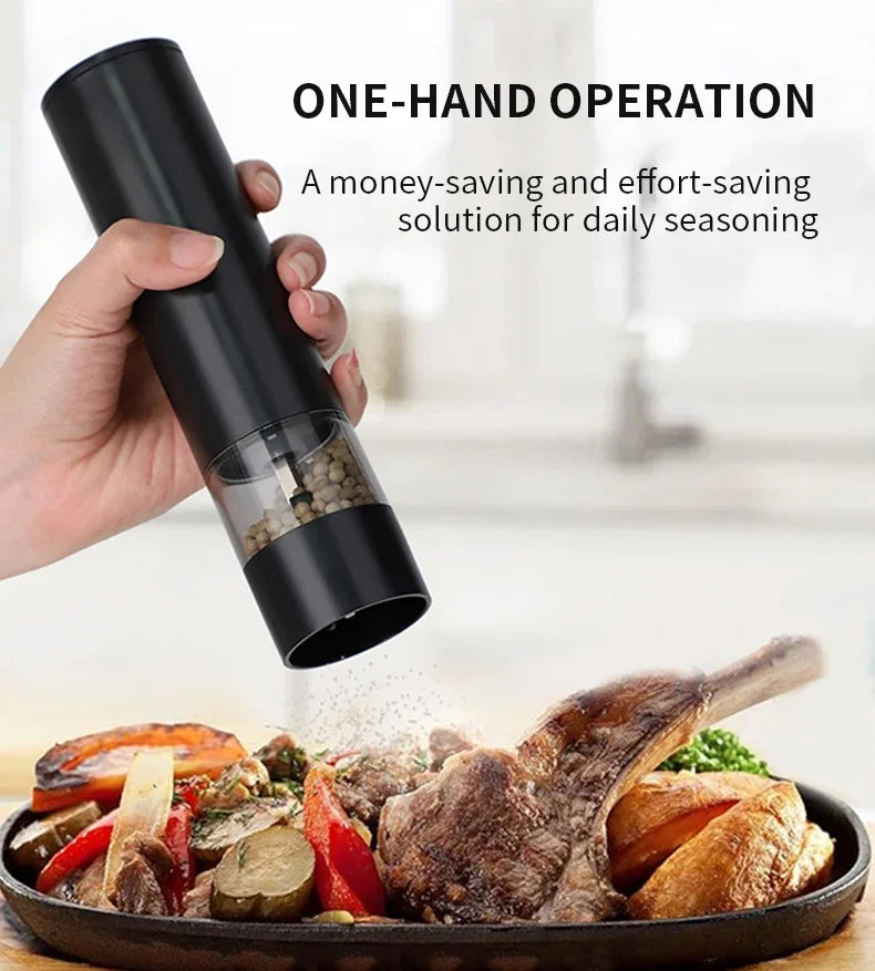 USB Rechargeable Electric Salt & Pepper Grinder – Adjustable Coarseness