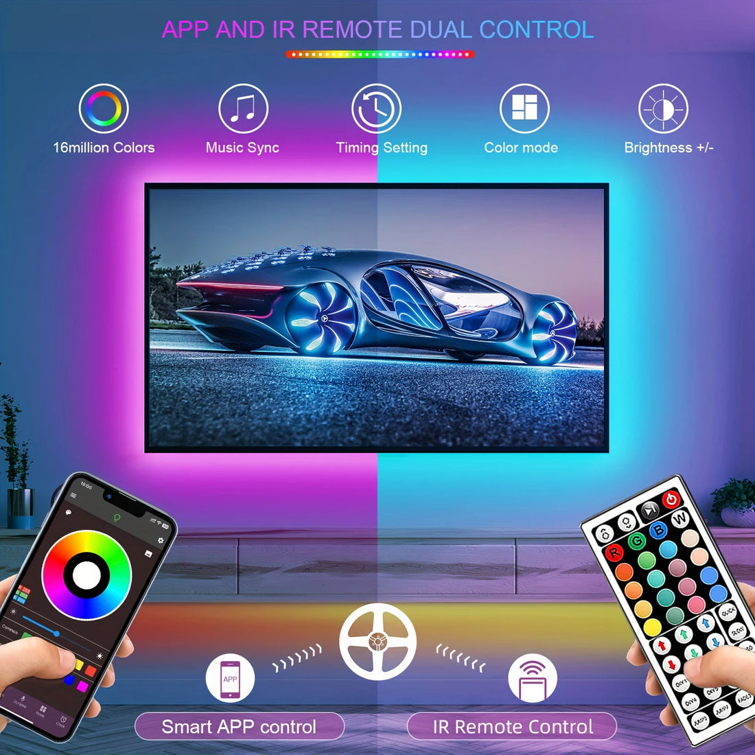 RGB LED Strip Lights with App Control (5–30m)