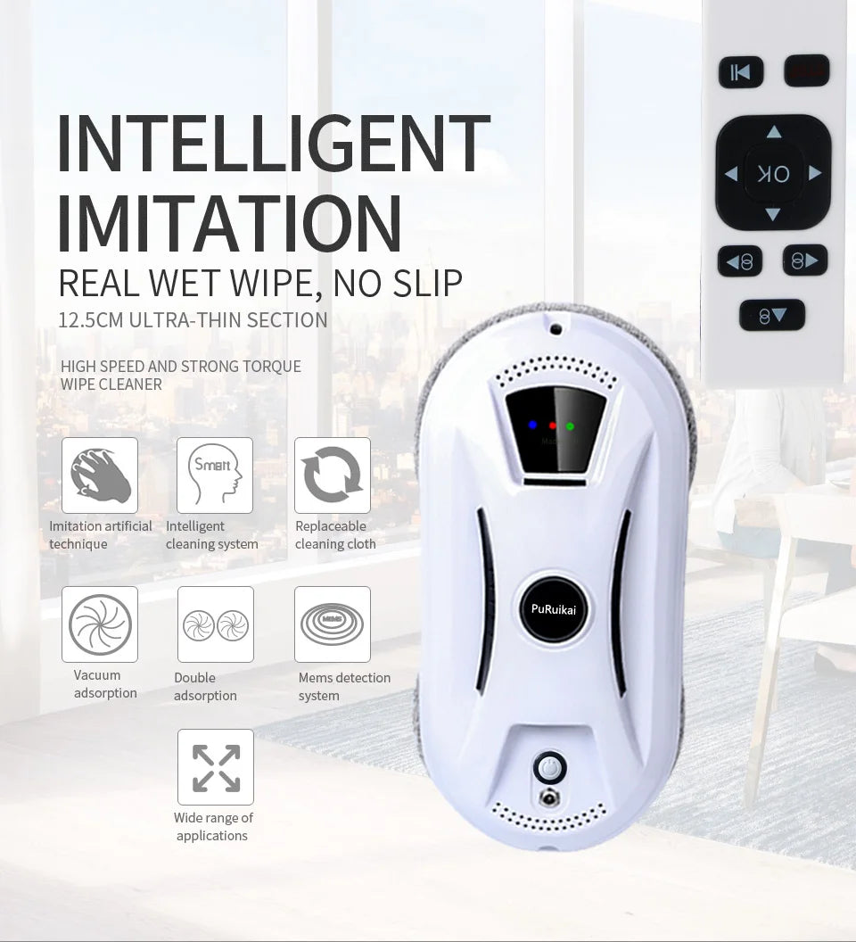 Ultra-Thin Window Cleaning Robot with Remote Control