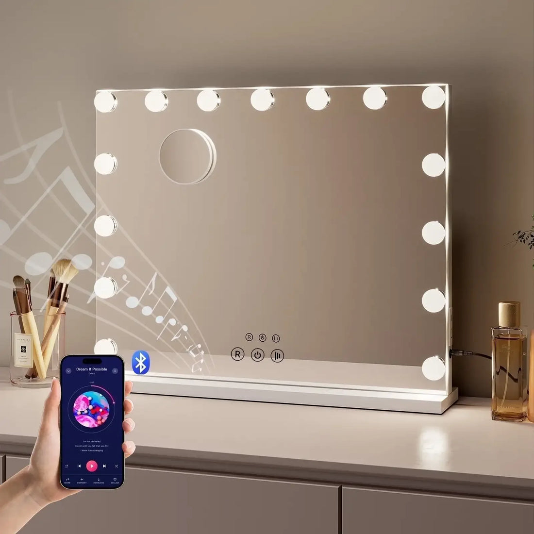 Bluetooth LED Makeup Mirror with Speaker & USB