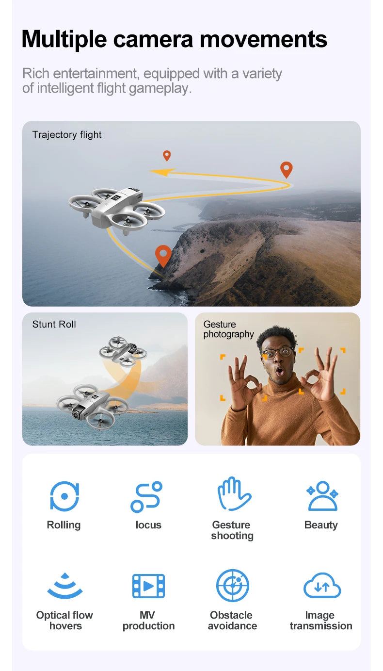 GT3 Dual-Camera Foldable Drone with Obstacle Avoidance