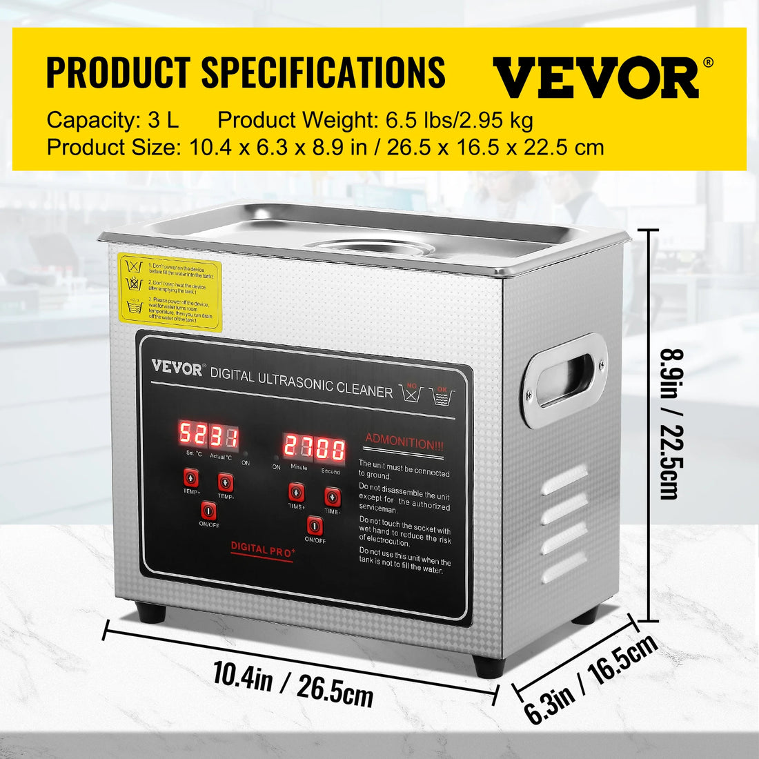 VEVOR Ultrasonic Cleaner – 2L to 30L Stainless Steel