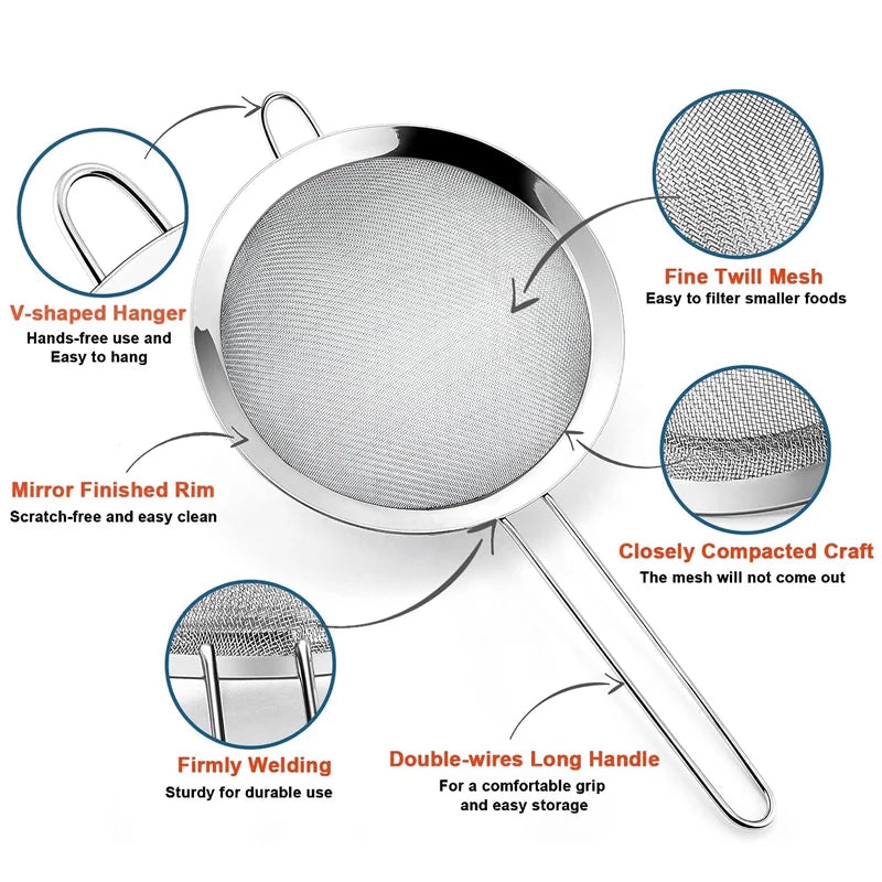 Stainless Steel Fine Mesh Strainer Set (1–4pcs)