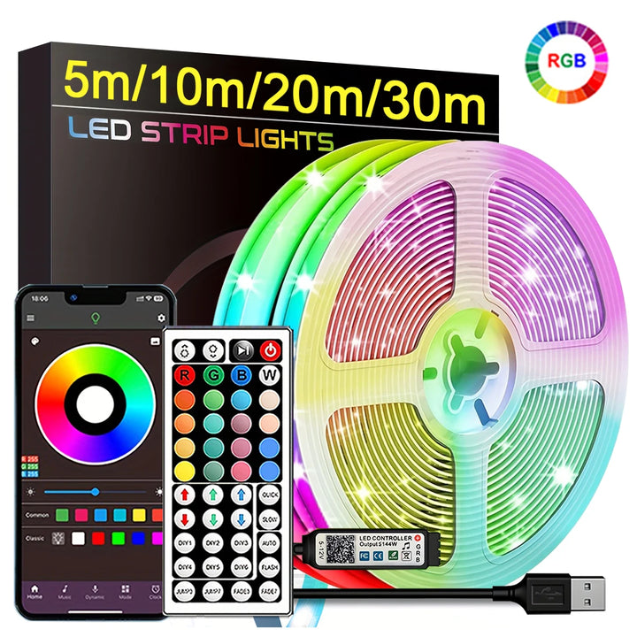 RGB LED Strip Lights with App Control (5–30m)