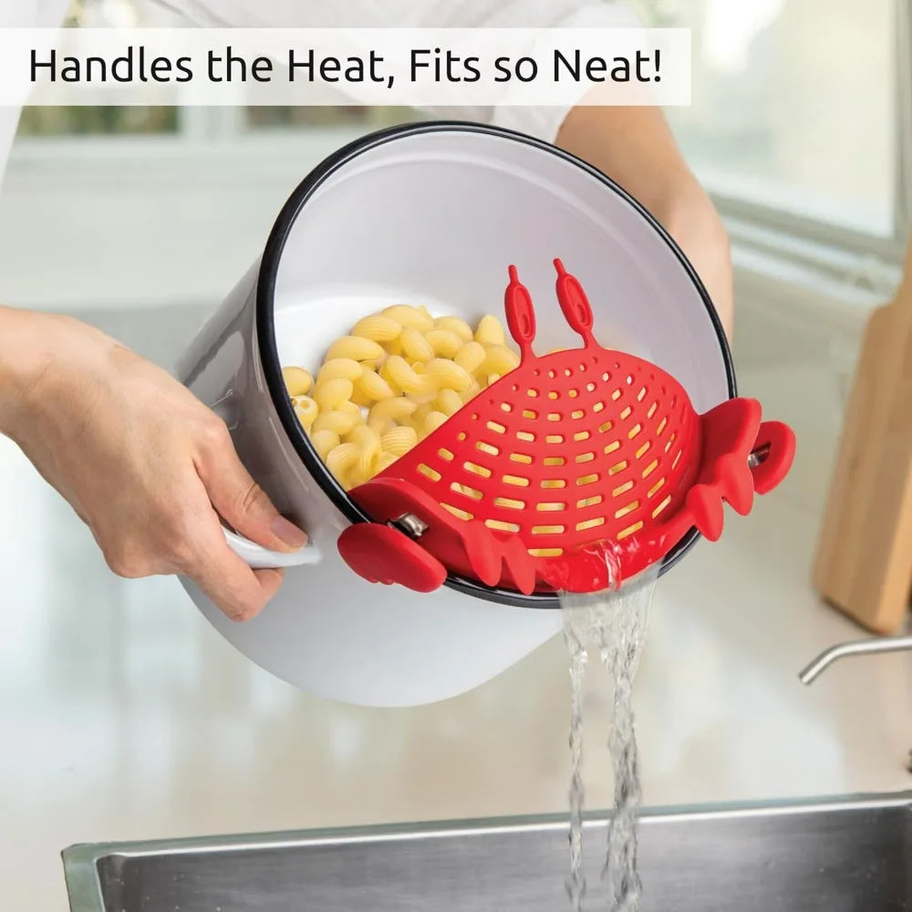 Red Crab Clip-On Pasta Strainer