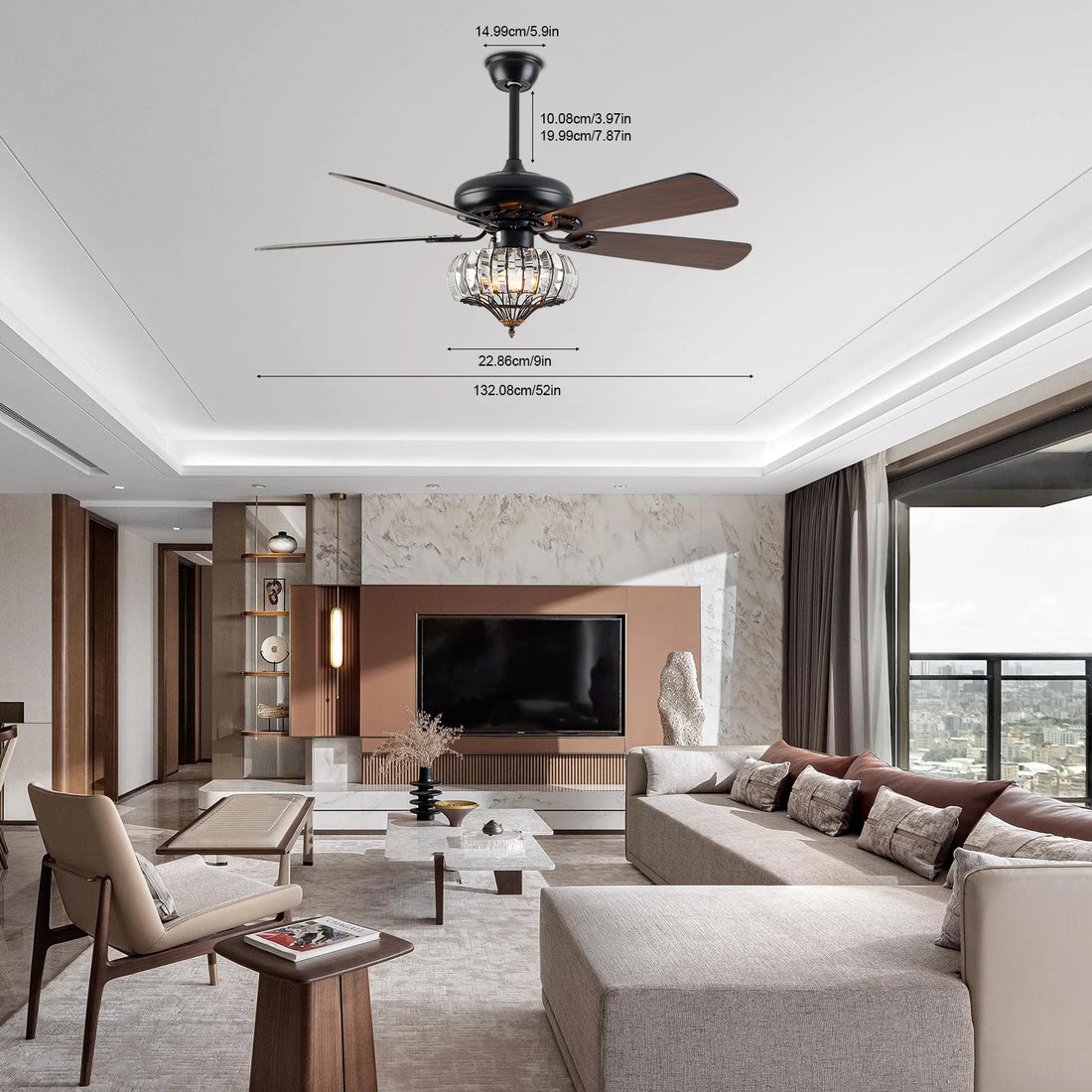 Modern Smart Ceiling Fan with Remote – 110V