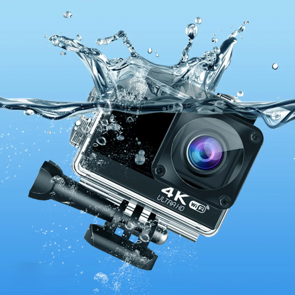 4K WiFi Action Camera with Dual Screen & Waterproof Case