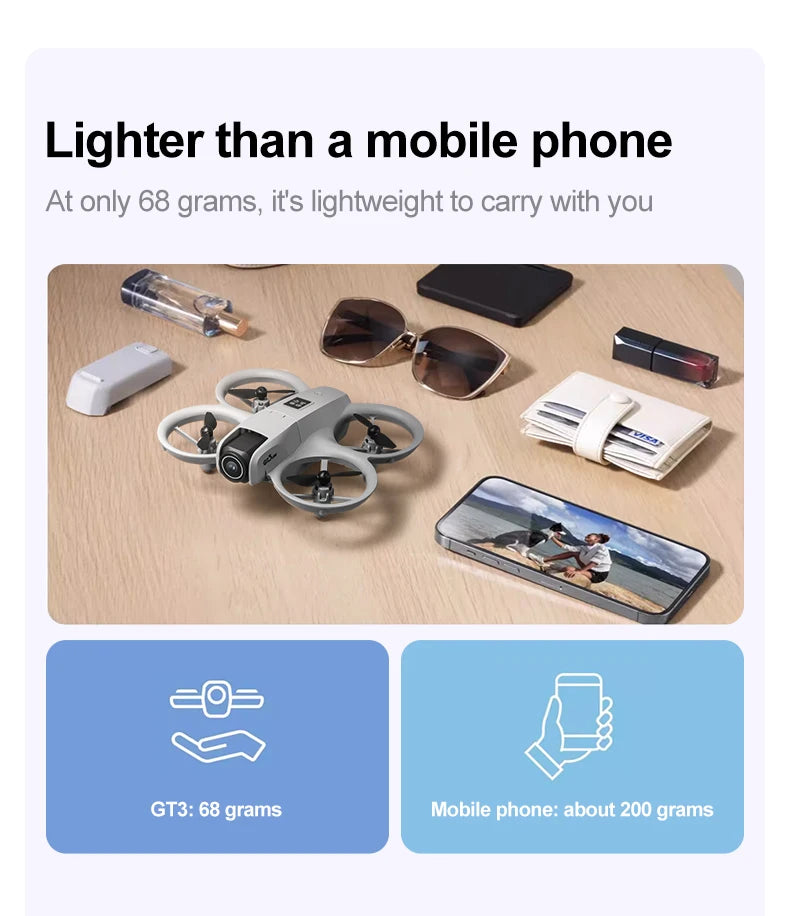 GT3 Dual-Camera Foldable Drone with Obstacle Avoidance