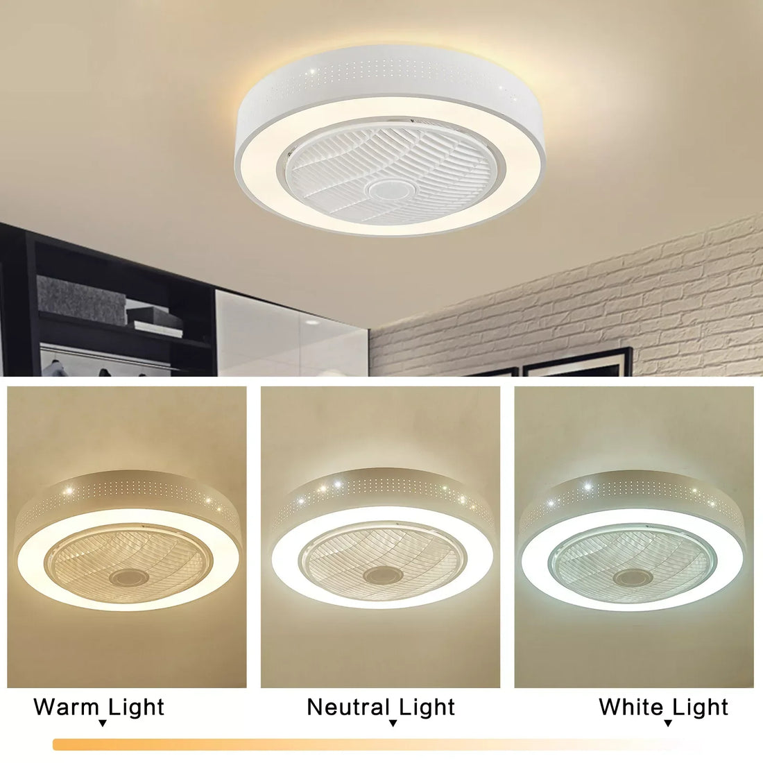 22" Modern Hugger Ceiling Fan with Smart LED