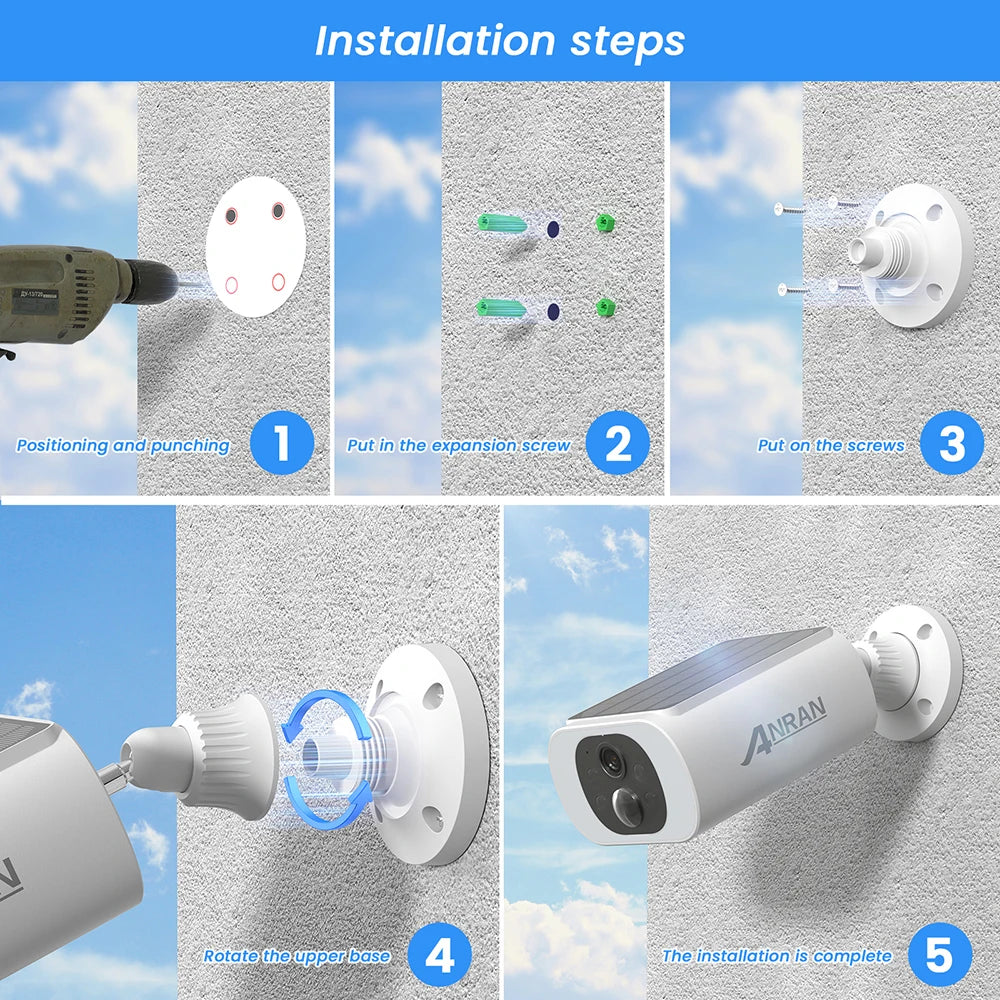 ANRAN Wireless Solar Security Camera Set – 3MP  Product Description (Bullet Points):