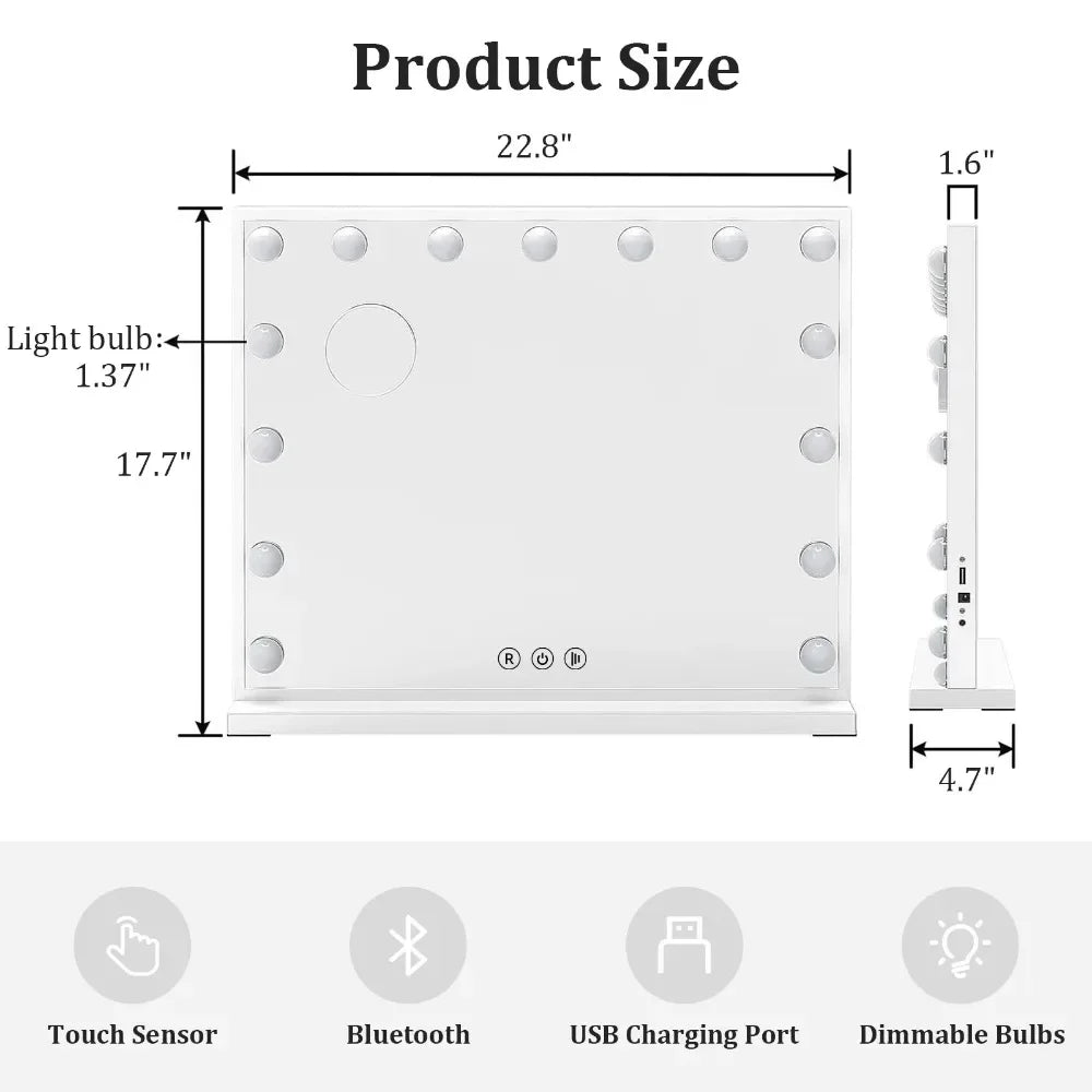 Bluetooth LED Makeup Mirror with Speaker & USB