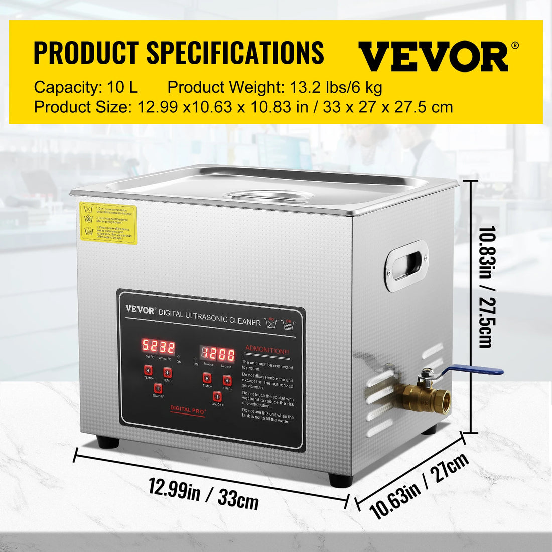 VEVOR Ultrasonic Cleaner – 2L to 30L Stainless Steel