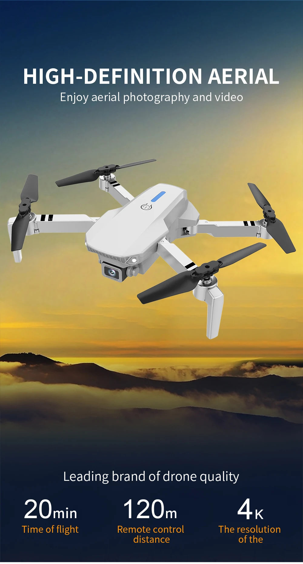 KBDFA E88 4K Foldable RC Drone