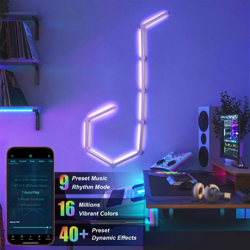 9pcs RGBW Smart Modular Music Sync Wall Lights