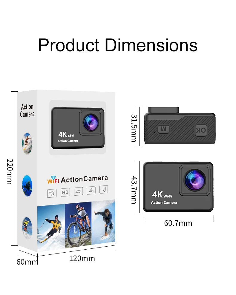 4K Ultra HD Action Camera with WiFi & Waterproof Case