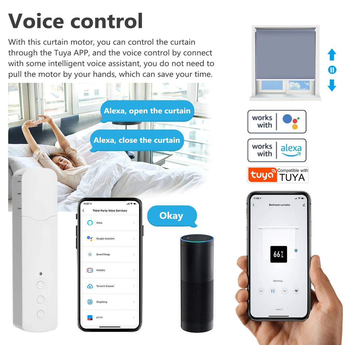 TM616EGWT WiFi Smart Pull Bead Curtain Motor