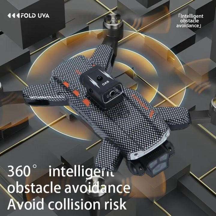 Foldable Smart Drone with 3 Cameras & Obstacle Avoidance