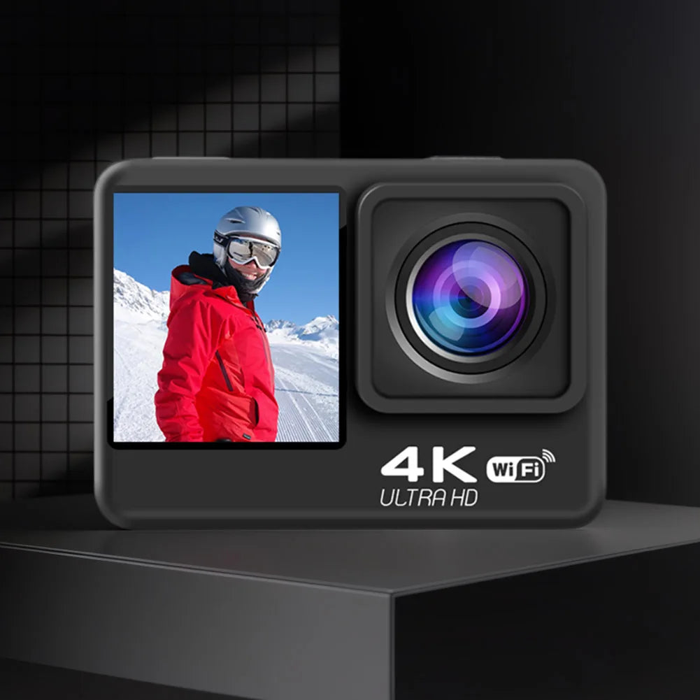 4K WiFi Action Camera with Dual Screen & Waterproof Case