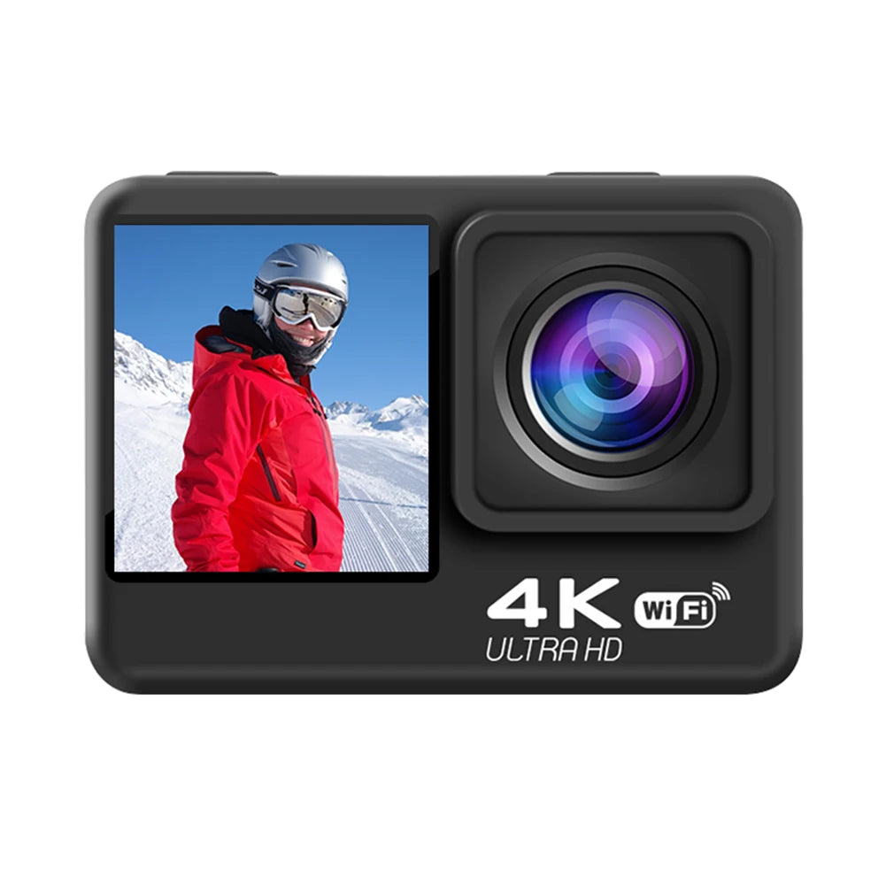 4K WiFi Action Camera with Dual Screen & Waterproof Case