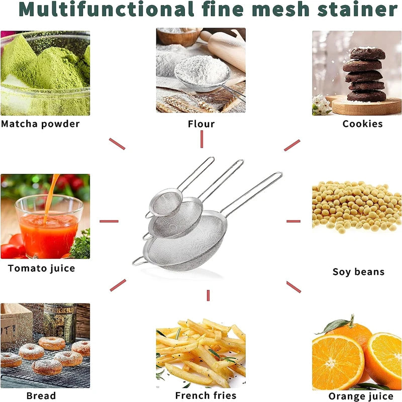 Stainless Steel Fine Mesh Strainer Set (1–4pcs)