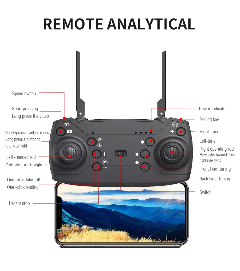 KBDFA E88 4K Foldable RC Drone