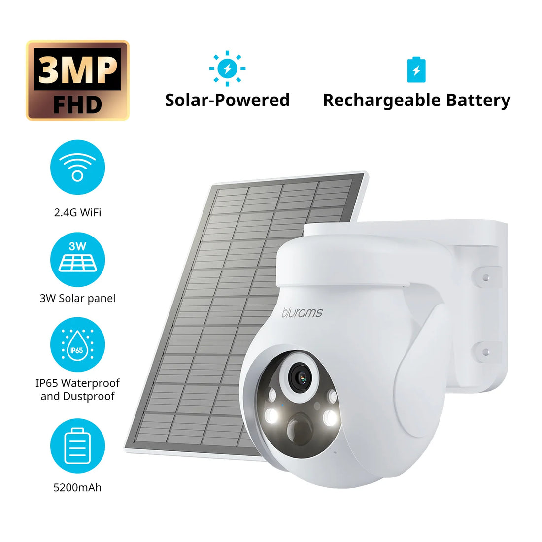 Blurams 2K Outdoor Wi-Fi Security Camera with 360° PTZ