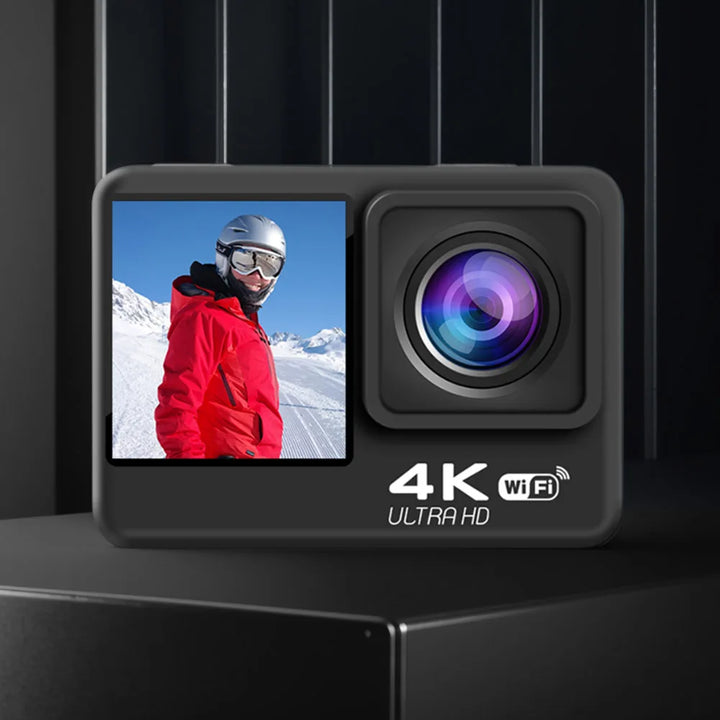 4K WiFi Action Camera with Dual Screen & Waterproof Case