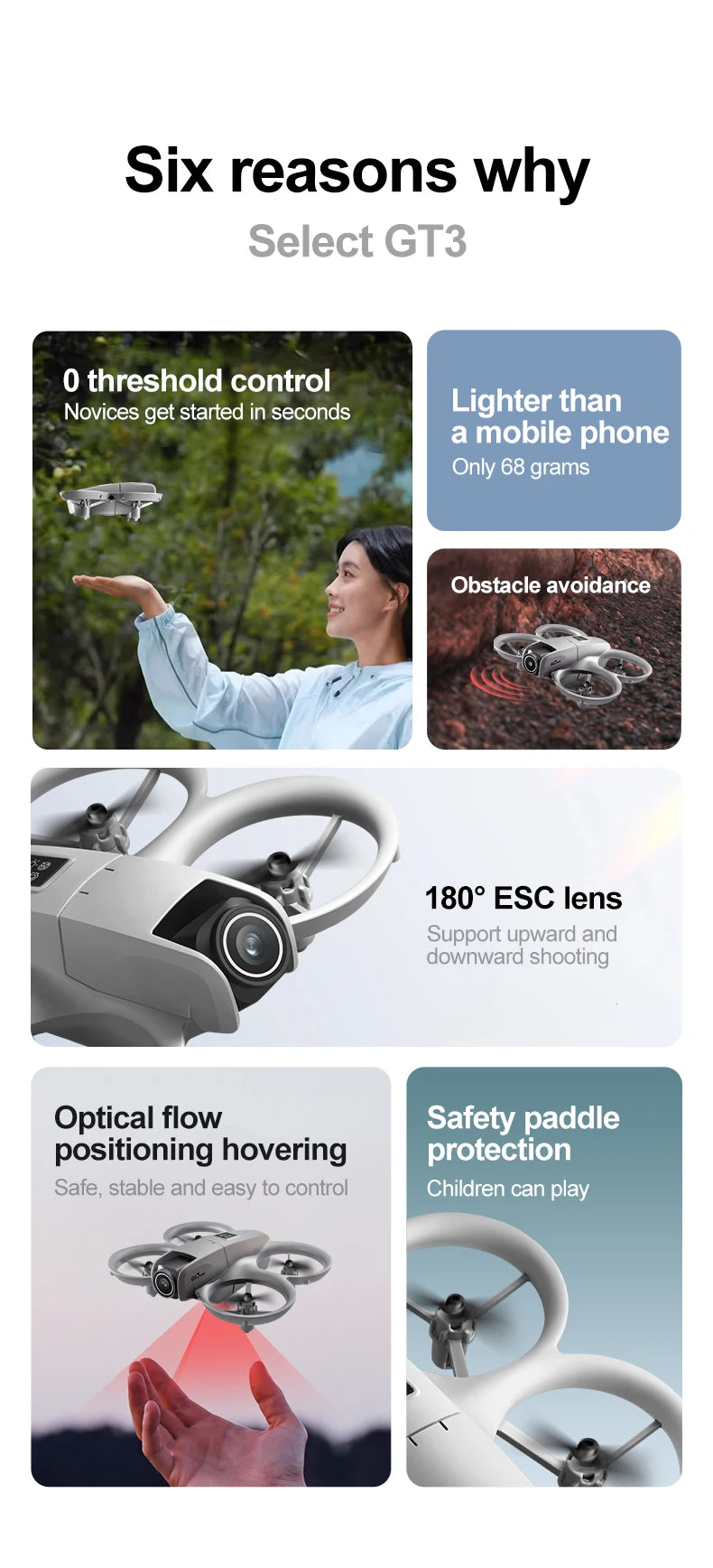 GT3 Dual-Camera Foldable Drone with Obstacle Avoidance