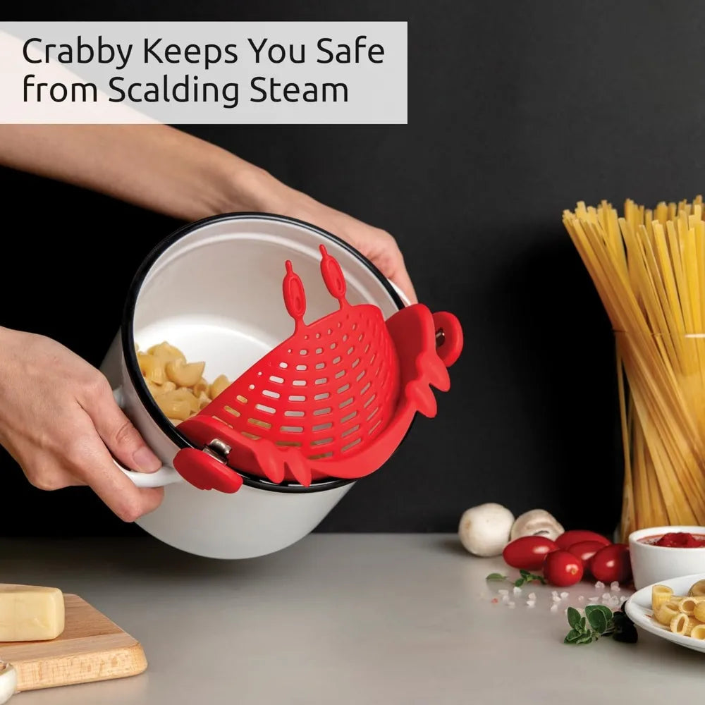 Red Crab Clip-On Pasta Strainer