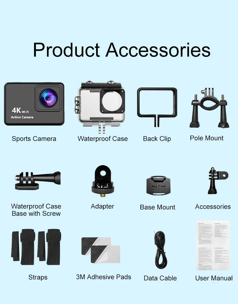 4K Ultra HD Action Camera with WiFi & Waterproof Case