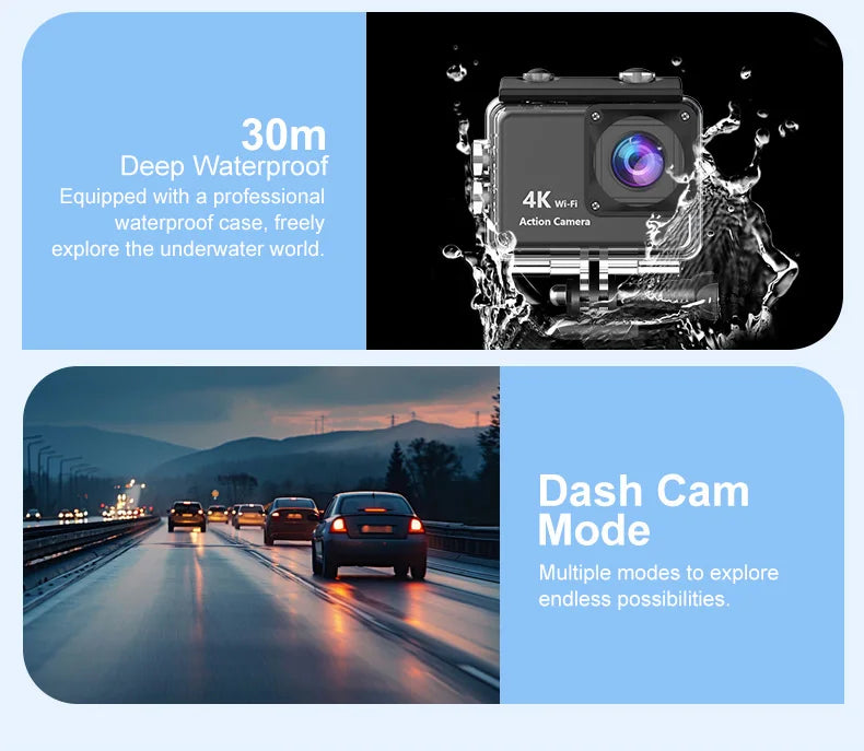 4K Ultra HD Action Camera with WiFi & Waterproof Case
